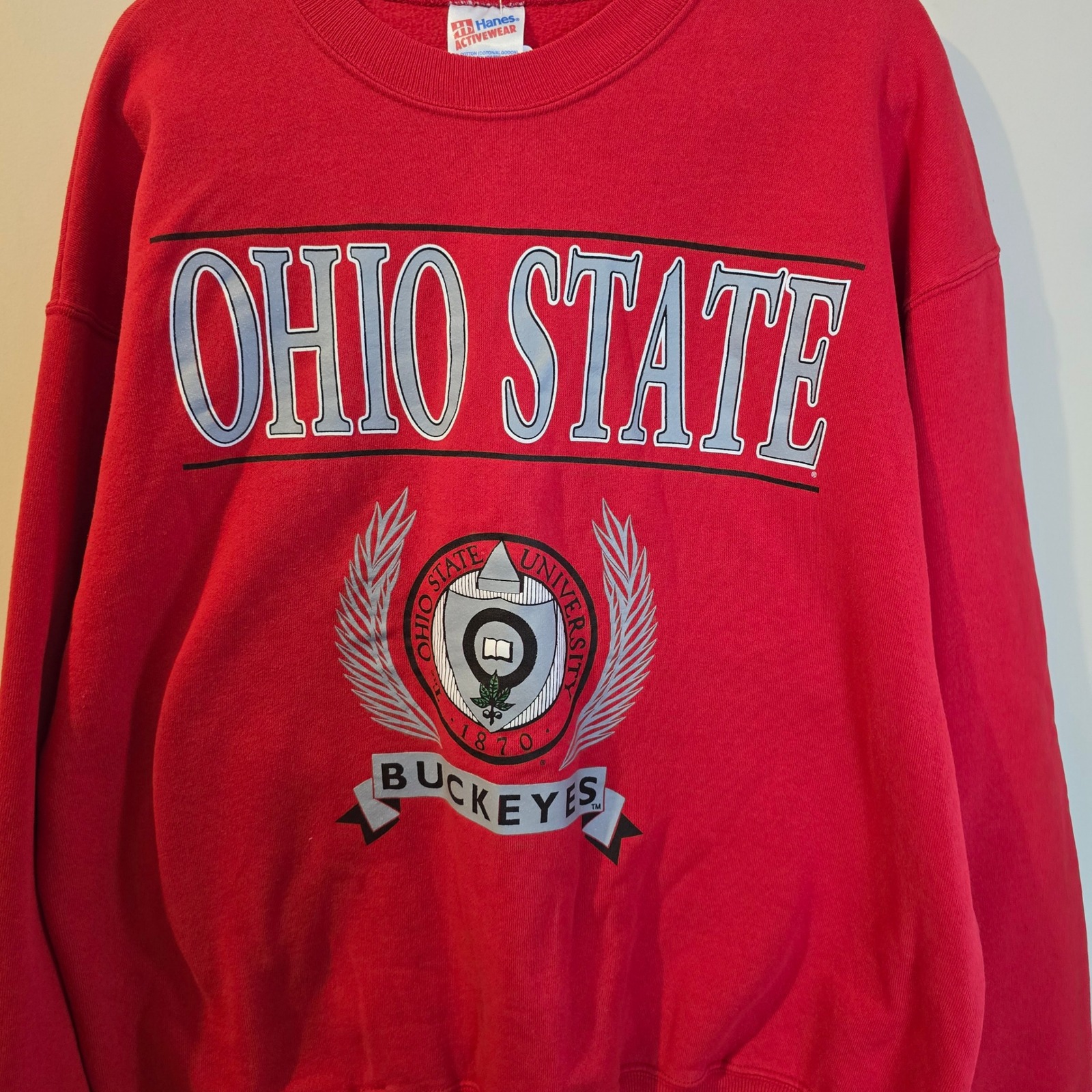 Vintage Hanes Ohio State Buckeyes Sweatshirt Red Xxl Crewneck Made In Usa 90s — image 4 of 6